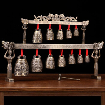 仿古青铜编钟书房摆件办公室装饰乐器工艺品中国特色礼品送老外双层	