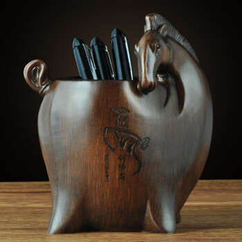 马到成功笔筒摆件办公室桌面书房摆放创意可爱中国风实用复古工艺品紫金刚色19300马到成功（笔筒）金xy	